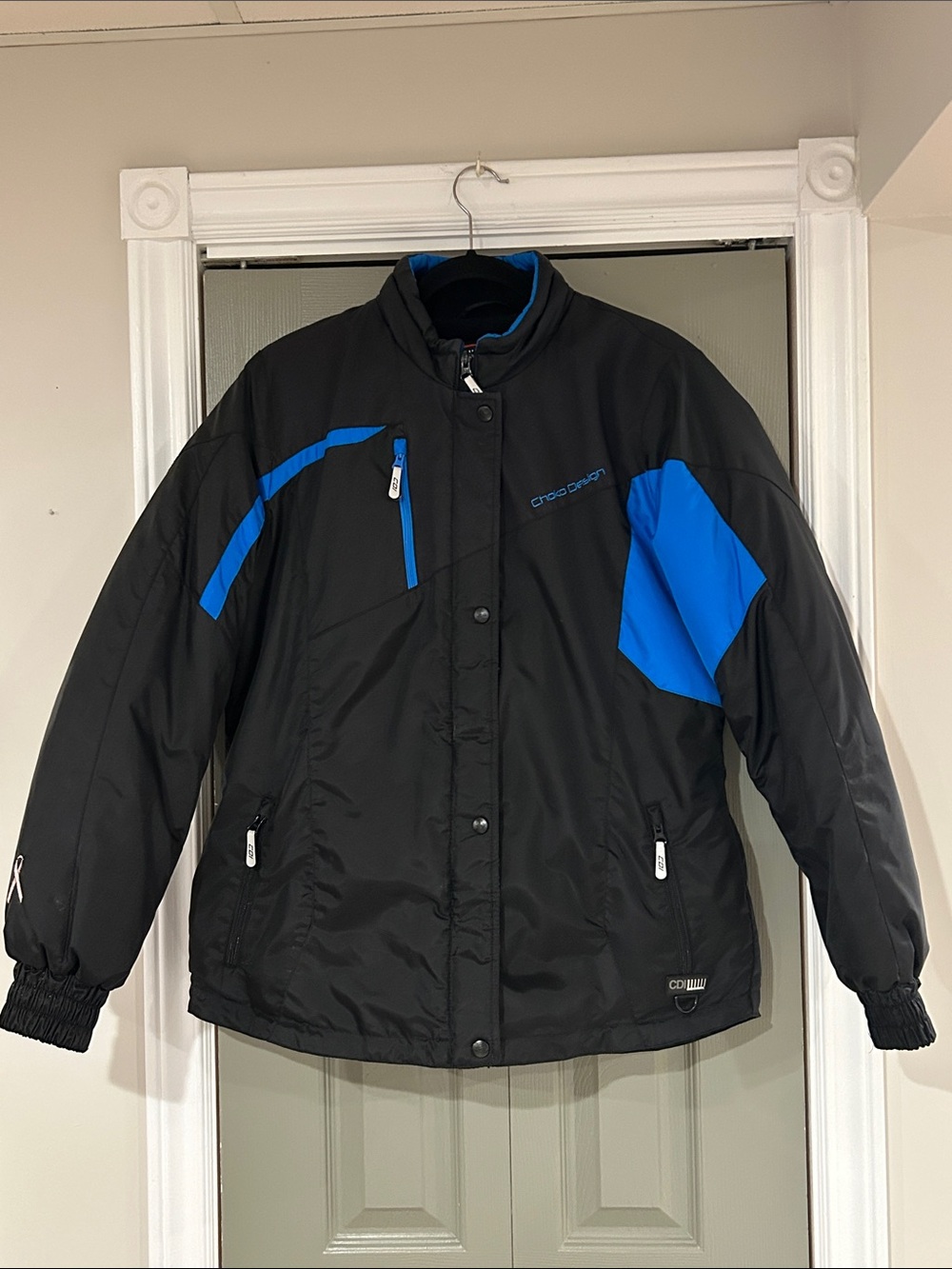 Women's Black and Blue Insulated Ski Jacket